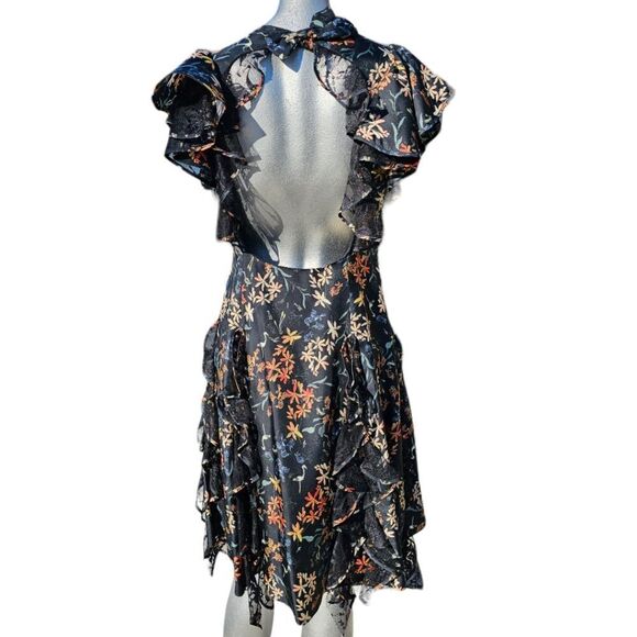 Sachin & Babi Tutu Garden Black Ruffle Silk Mini Dress - Picture 6 of 14